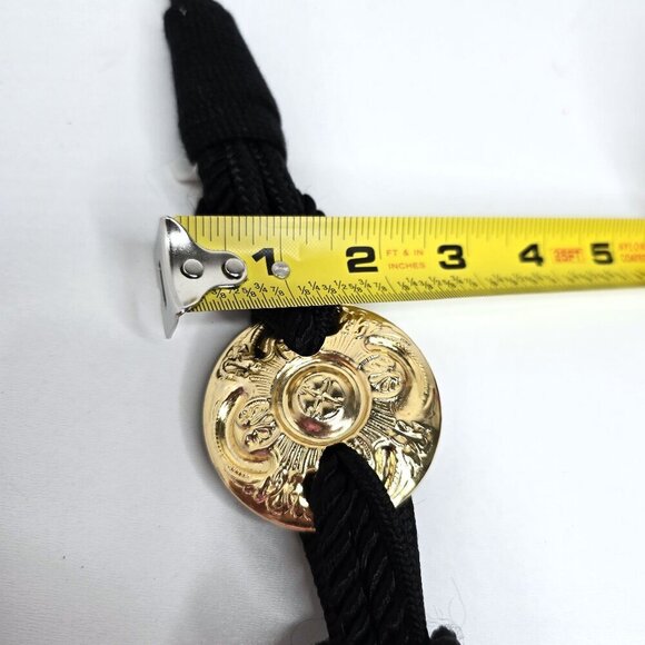 Vintage Made in Taiwan Medallion Gold Tone Woven Rope Hip Waist Belt - Picture 7 of 10